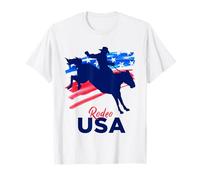 Rodeo Support The Team Rodeo Cowboy Rider Horse Bandera de Estados Unidos Camiseta