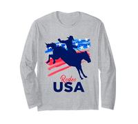 Rodeo Support The Team Rodeo Cowboy Rider Horse Bandera de Estados Unidos Manga Larga