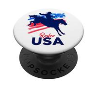 Rodeo Support The Team Rodeo Cowboy Rider Horse Bandera de Estados Unidos PopSockets PopGrip Adhesivo