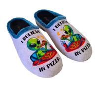 Rodevil Zapatillas casa hombre divertidas y originales Alien - I believe in Pizza Nuevo Modelo 2024 (Multicolor, Sistema tallas calzado EU, Adulto, Números, mediano, 43)