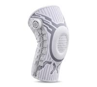 Rodillera ajustable con gel | Compresión ajustable con pomo, gel patelar y soporte lateral. Ideal para lesiones, menisco y deporte.(White-right,XL)