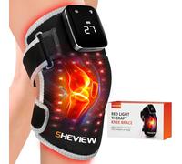 Rodillera de terapia de luz roja, 72 LED, inalámbrica, 5000 mAh, 5 vibraciones, 660 nm y 850 nm, terapia de luz roja infrarroja, calentada para aliviar el dolor de rodilla