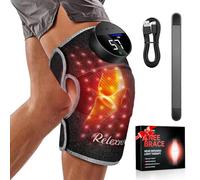 Rodillera de terapia de luz roja con vibración para masaje de rodilla, banda de extensión, controlador inalámbrico recargable, 660 nm y 850 nm, dispositivo térmico de terapia de luz infrarroja cercana