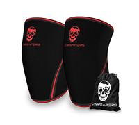 Rodillera Gymreapers para hombres y mujeres (1 par) con bolsa de deporte - Rodillera de 7 mm de compresión y soporte para levantamiento de pesas, cross training, powerlifting, yoga, deporte, correr y
