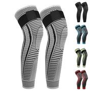 Rodillera Larga Deportiva para mujer y hombre 2 Pieza Rodilleras menisco y ligamento Elasticidad Rodillera de Compresión para correr, artrosis, tendinitis(gris, M)
