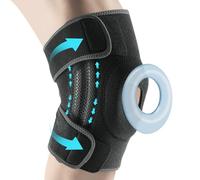 Rodillera para hombre y mujer, 4 posiciones, ajustable, rótula abierta, estabilizadores laterales dobles reforzados, ortesis para menisco, dolor de rodilla, deporte (gris+negro)