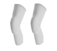 Rodilleras de baloncesto, paquete de 2 rodilleras de compresión anticolisión de panal, rodilleras de compresión para lucha, fútbol, voleibol, béisbol (S, blanco)