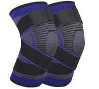 Rodilleras Deportivas para mujer y hombre 2 Pieza Rodilleras menisco y ligamento Elasticidad ajustable Rodillera de Compresión para correr, artrosis, tendinitis(azul, XL)