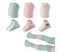 Rodilleras Gateo Bebe, 3 Pares de Calcetines Antideslizantes y Rodilleras para Bebés Antideslizantes para Niños Pequeños Rodilleras Bebe Gateo Unisex Protector de Rodilla Antideslizante Knee Pads