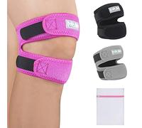 Rodilleras para el tendón de la rótula que ayudan a aliviar el dolor de la artritis, rodilleras ajustables para correr & recuperación de lesiones Con Bolsa de lavanderia - Rosado