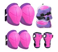Rodilleras para niños, 6 en 1, juego de coderas para niños y niñas, con protección para la muñeca, para niños de 3 a 8 años de edad, patinaje, ciclismo y monopatines (rosa violeta)