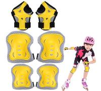 Rodilleras para niños, juego de 6 rodilleras ajustables para niños pequeños, equipo de protección flexible para actividades al aire libre, ciclismo, patinete