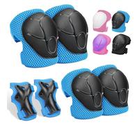 Rodilleras para niños, Protectores en línea para niños, Ajustables, Rodilleras, Coderas, 6 en 1 para monopatín, Patines en línea, Hoverboard, Bicicleta, monopatín (Azul)