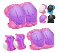 Rodilleras para niños, Protectores en línea para niños, Ajustables, Rodilleras, Coderas, 6 en 1 para monopatín, Patines en línea, Hoverboard, Bicicleta, monopatín (Rosa/Morado)