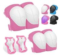 Rodilleras para niños, Protectores en línea para niños, Ajustables, Rodilleras, Coderas, 6 en 1 para monopatín, Patines en línea, Hoverboard, Bicicleta, monopatín (Rosa/Blanco)