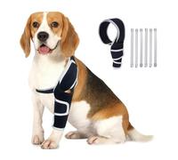 Rodilleras para perros para pierna trasera desgarrada ACL, rodillera para perros talla M con 6 tiras de metal, soporte ajustable para piernas de mascotas con material reflectante para rótula luxada