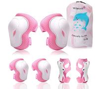 Rodilleras protectores de codo y protector brazo para niños, juego cinturón ajustable 3-9 años ciclismo, patines en línea, patinaje patinete, BMX Bike Sports Schonersets (rosa)