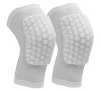 Rodilleras transpirables y absorbentes del sudor con acolchado de panal, antideslizantes, elásticas, unisex, blancas, para correr, baloncesto, fútbol y más, talla L. Rodilleras para baloncesto
