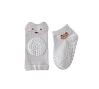 Rodilleras y calcetines antideslizantes para bebés que gatean y aprenden a caminar protectores transpirables para niñas y niños (Grey, 0-1 Years)