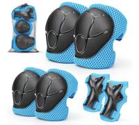 Rodilleras y coderas para niños, 6 protectores de muñeca, rodilleras y coderas para niños, juego de equipo de protección deportivo para niños con bolsa de malla para monopatín, patinaje sobre ruedas,