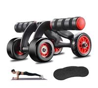 Rodillo AB de 4 Ruedas con Rebote Automático, Entrenador de Rueda Abdominal Estable con Rodillera, Equipo de Entrenamiento Central de Alta Resistencia