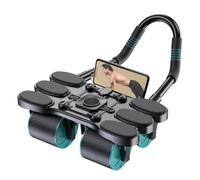 Rodillo abdominal: enrojecimiento abdominal, estera de rodilla y tromba de temporizador | Entrenamiento de núcleo de cuatro ruedas con soporte para codo, máquina de ejercicio AB para principiantes