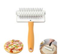 Rodillo acoplador de masa de pizza, rodillo de pizza de acero inoxidable, rodillo de mango para pizza casera, pastel, pan, pastelería, herramienta para hornear (marrón)