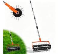 Rodillo Aireador de Césped Manual de 15 Pulgadas con Púas de 2 Pulgadas | Mango ajustable; púas soldadas en espiral; rodillo rellenable con piedras; púas preinstaladas