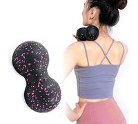 Rodillo de bola de masaje de maní, rodillo de espuma masajeador de fascia para yoga, fitness fascia masaje bola, liberación miofascial, masaje acupoint, alivio del dolor muscular (Negro-Rosa)