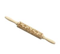 Rodillo de Cocina de Madera Maciza Estampado Navideño para Hornear | Superficie Antiadherente, Resistente a Manchas y Olores, Adecuado para Fondant, Masa de Pizza y Galletas