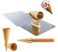Rodillo de cono de helado para gofres, máquina para hacer tortillas con mango de madera, herramienta para hornear postres y aperitivos