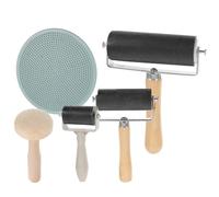 Rodillo de Goma para Impresión, Mango de Madera, 10cm, Portátil | Herramienta de Estampación para Pintura y Manualidades, Aleación de Aluminio, Pulido Fino, Agarre Cómodo