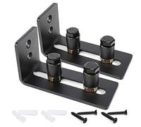 Rodillo de guía de suelo ajustable para puerta de granero, negro, súper suave y silencioso, fácil de instalar (2 rodillos) para puertas de todos los tamaños, paquete de 2