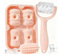 Rodillo de hielo para cara y mujer, rodillos reemplazables + reutilizable 2 en 1 de silicona para ojos faciales, soporte para palo de mensaje corporal para reducir la hinchazón, reducir la hinchazón