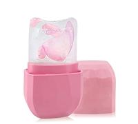 Rodillo de hielo para rostro y ojos, herramientas de cuidado de la piel con rodillo facial de hielo, masaje facial Gua Sha, molde de hielo de silicona para belleza facial (rosa)