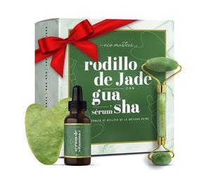 Rodillo de Jade con Gua Sha y Sérum Facial de Vitamina C - Un Kit de Belleza para el Rostro de Acción Calmante y Antiedad