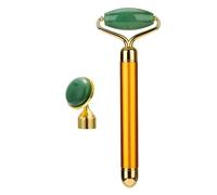 Rodillo de jade de cuarzo rosa natural eléctrico 2 en 1, herramienta de masaje de belleza for lifting facial.(Gold-No Box)