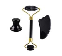 Rodillo de jade de obsidiana negra natural y conjunto de guaSha masajeador corporal facial Guasha Board Scraper Face Lifting Beauty Massage Tool Set,Tipo 016