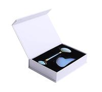 Rodillo de jade de ópalo natural Gouache Gua Sha juego de herramientas de masaje masajeador de rodillo Guasha Board Jade masajeador, juego A con caja