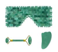 Rodillo de jade facial Gua Sha Raspador de cristal para levantamiento facial Masajeador facial Herramientas de cuidado de la piel, juego 3 en 1-Pu-YL
