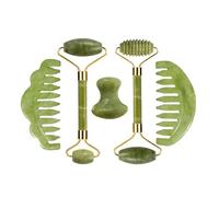 Rodillo de jade, juego de masaje Gua Sha, tabla Guasha, peine, raspador de gouache, herramientas for spa corporal, faciales, antienvejecimiento y lifting.(Type 16)