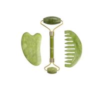 Rodillo de jade, juego de masaje Gua Sha, tabla Guasha, peine, raspador de gouache, herramientas for spa corporal, faciales, antienvejecimiento y lifting.(Type 22)