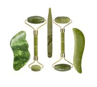 Rodillo de jade, juego de masaje Gua Sha, tabla Guasha, peine, raspador de gouache, herramientas for spa corporal, faciales, antienvejecimiento y lifting.(Type 08)