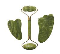 Rodillo de jade natural Raspador Guasha Huevos Yoni Piedra de cristal Masaje facial Huevos de jade Ejercitador Kegel Masajeador Gouache Raspador Set-No.4.