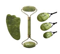 Rodillo de jade natural Raspador Guasha Huevos Yoni Piedra de cristal Masaje facial Huevos de jade Ejercitador Kegel Masajeador Gouache Raspador Set-No.7.