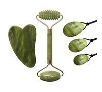 Rodillo de jade natural Raspador Guasha Huevos Yoni Piedra de cristal Masaje facial Huevos de jade Ejercitador Kegel Masajeador Gouache Raspador Set-No 6