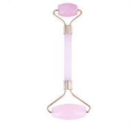 Rodillo de jade para rostro, masaje facial, doble cabezal, cuarzo rosa, rodillo de masaje de jade de piedra, 100% cuarzo rosa natural para úlceras de ojos