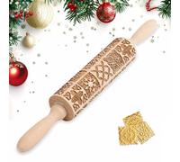 Rodillo de madera con estampado de copos de nieve, hay 20 patrones de rejilla de ventana diferentes, para hacer galletas de cocina (39 cm x 5 cm)