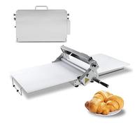 Rodillo de masa manual de acero inoxidable con tabla grande, grosor ajustable, rodillo de repostería plegable profesional para panadería y pizza
