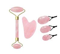 Rodillo de masaje de jade Raspador de GuaSha Juego de huevos Yoni Cuarzo rosa natural Rodillo de masaje facial Raspador de gouache Ejercicio de Kegel Bola de jade tipo 1